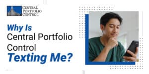 Adult man sit on sofa at home read post on phone.